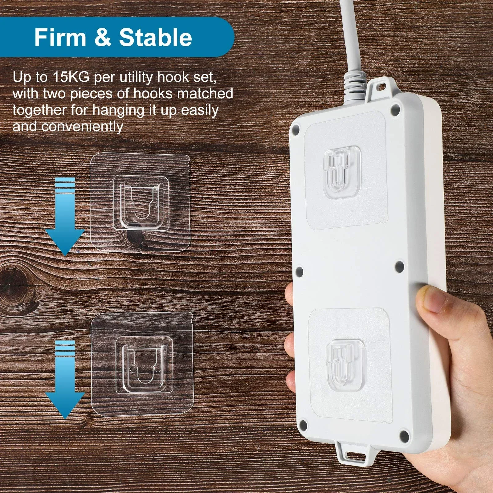 Description Picture 5 of item10/5 Pairs Double Sided Adhesive Wall Hooks Invisible Traceless Snap Hook Wall Storage Holder Bathroom Kitchen Bedroom Hook Kit