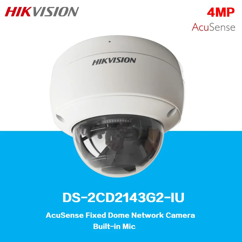 

HIKVision 4MP AcuSense Built-in Mic Fixed Dome Network Camera DS-2CD2143G2-IU Support IR30m, Motion Detection,