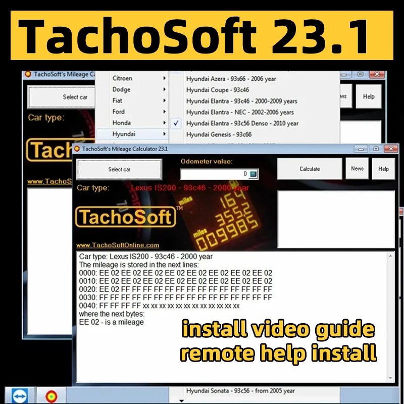 

Калькулятор пробега TachoSoft 23,1, программное обеспечение для расчета пробега TachoSoft V23.1 с лицензионными цифровыми калькуляторами одометра