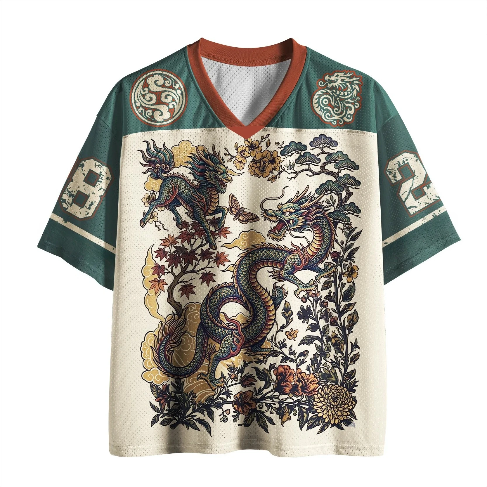 2026 Neues Sommer-T-Shirt im japanischen Stil mit Drachenmotiv, Kurzarm, Schnelltrocknend, Fitness, Modisch, Lässig, Outdoor, Eltern-Kind V-Ausschnitt