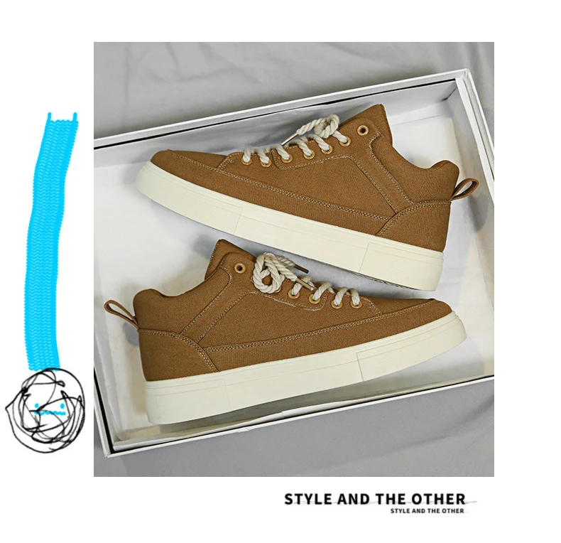Men's Canvas Shoes Fashion Spring Solid High Top Vulcanized Shoes Men Flat Design Casual Sneakers Man Board Shoes