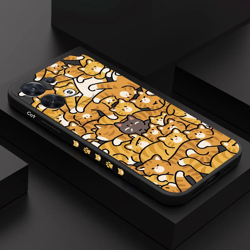 Custodia Per Telefono Orange Cats Per Oppo Reno 10 8 8T 8Z 7 7Z 6 5 Pro 4G 5G F19 F9 Pro Plus Cover In Silicone Liquido