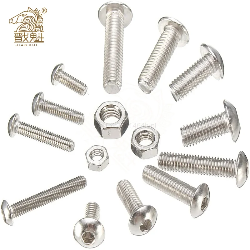 440pcs Bolts and Nuts Set M3 M4 M5 Stainless Steel Hex Socket Button Head Cap Screws Bolts Nuts Assortment Kit Screw