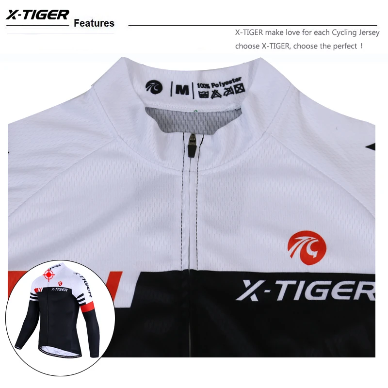 X-TIGER Winter Thermal Radtrikot Langarm Pro Slim Fit Langarm Radtrikot Herren Damen Atmungsaktiv Radsport Maillot – Detail 10