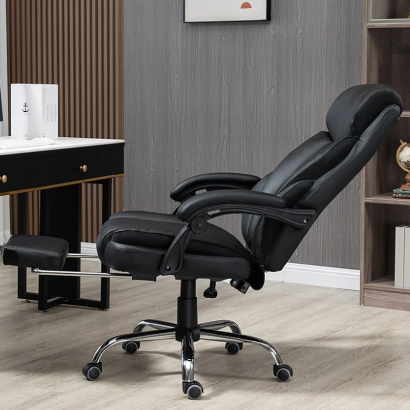Leather Computer Office Chair Nordic Modern Luxury Mobile Office Chair Swivel Recliner Study Sex Silla Oficina Trendy Furniture