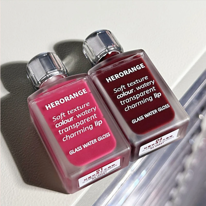 Lightly Glass Water Gloss Herorange Lip Glaze Mirror Moisturizing Plump Lips Not Easy To Stick To The Cup Long-Lasting Makeup lip gloss lip glaze
