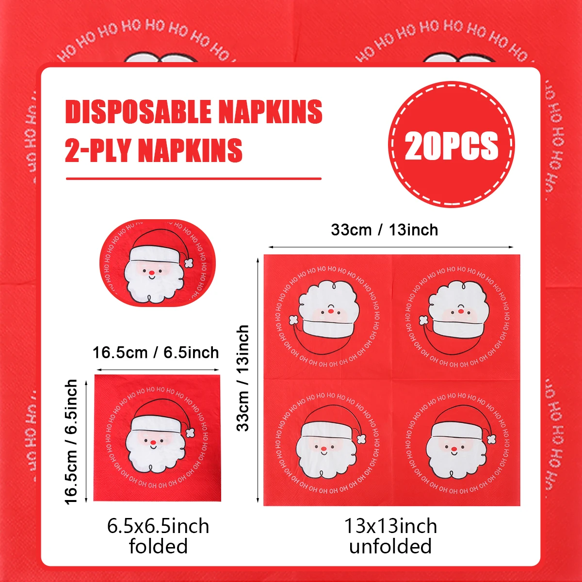 20pcs Merry Christmas Party Napkins Lucky Red Christmas Dinner Table Napkins Paper Safe Fragrant Free Soft Mouth Wiping Tissue