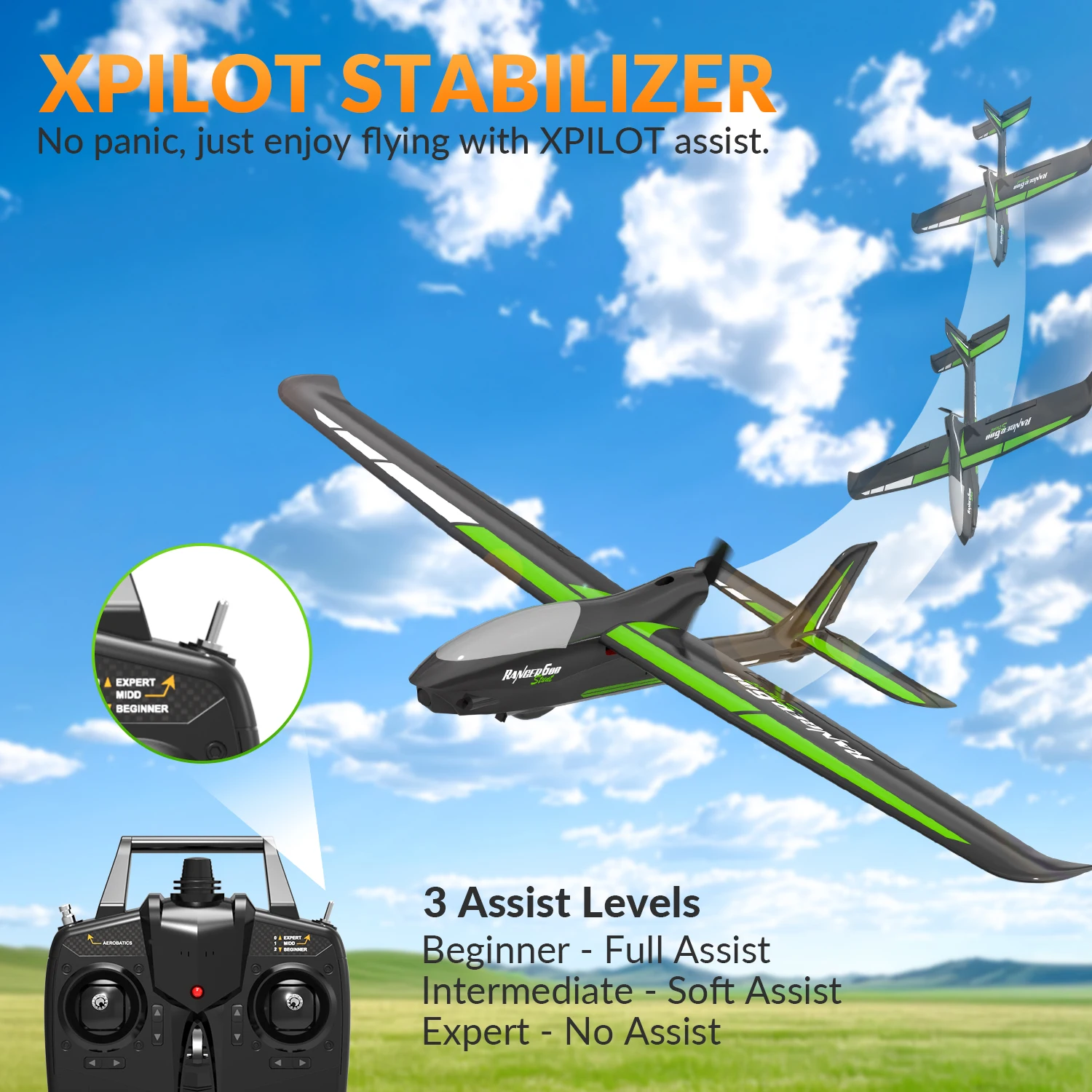 Détail du gyroscope intégré au Planeur RC Xpilot pour Débutants et Experts, avec les composants électroniques visibles.