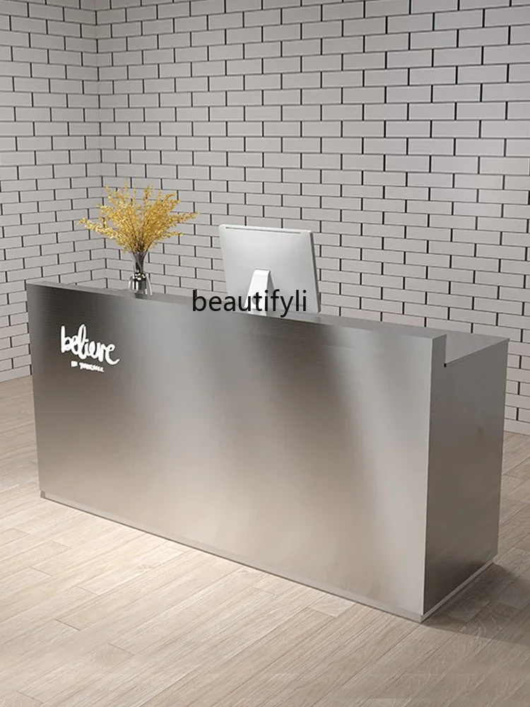 

Stainless Steel Cashier Simple and Light Luxury Clothing Salon Small Shop Bar Company Reception Desk Customization