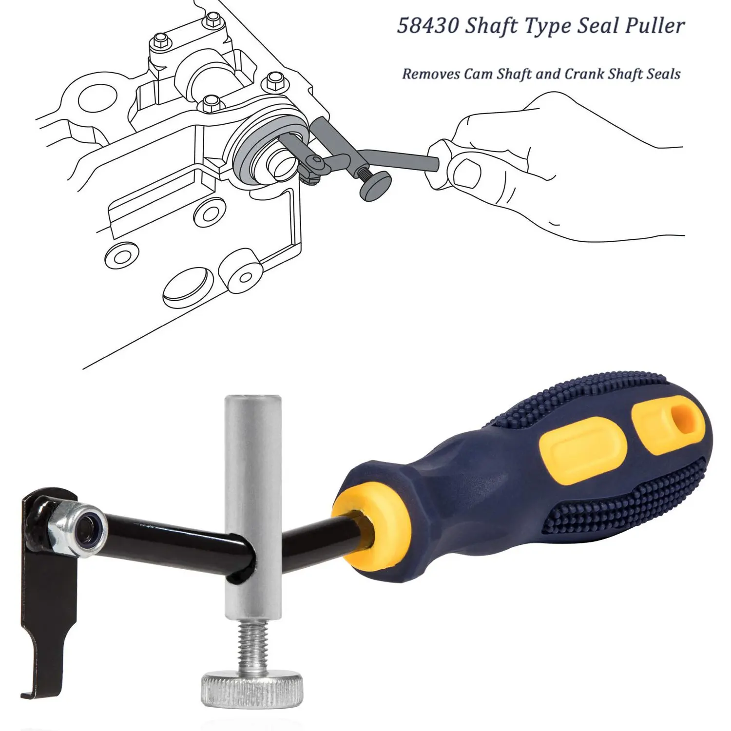 58430 Shaft Type Seal Puller Removes Cam Shaft Crank Shaft Seals Automotive Tool Removal Hand Tool Installation Easy Home Use auto crank（cam）shaft sensor cps 10456592 1236308 10456507 for o pel