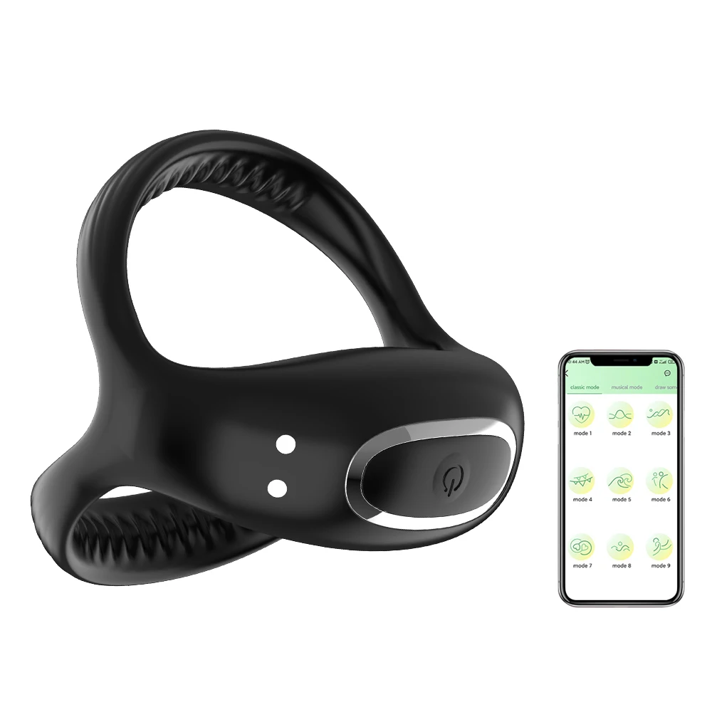 Bluetooth Wireless Remote Control Vibrating Cock Ring Delayed Ejaculation Penis Ring Vibrator Adults Sex Toy for Men Masturbator