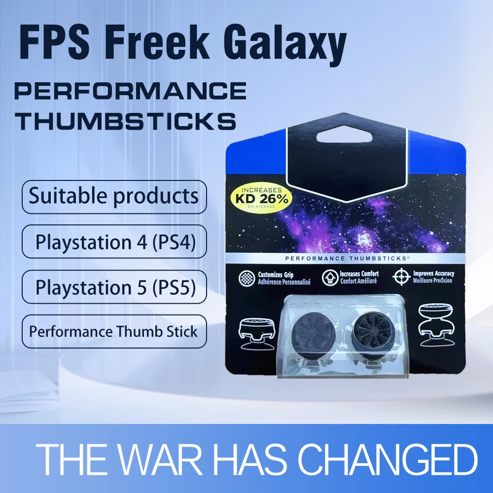 FPS Freek Galaxy Schwarz/Lila/Weiß für PS4 PS5 Controller-Griffe Performance Thumbsticks 1 Hochprofilige/1 Mittelprofilige Silikonkappe