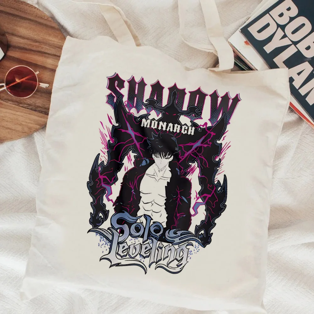 Japanische Anime Solo Leveling Einkaufstasche Sung Jinwoo Cartoon Canvas Einkaufstasche Öko-Tasche für Frauen Wiederverwendbare Handtaschen – Detail 10