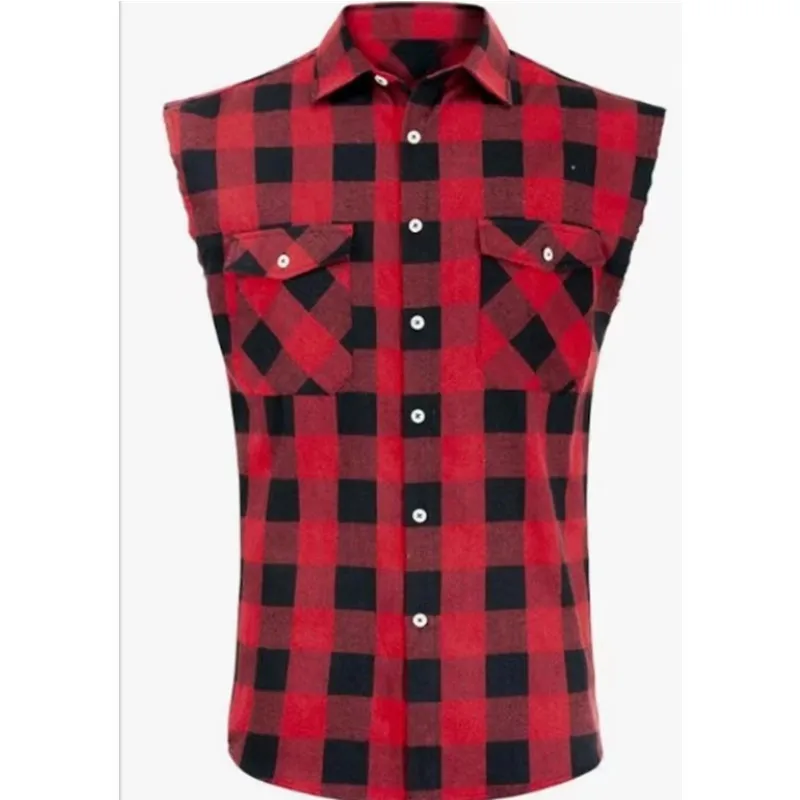 Men's Sleeveless Plaid Front Shirt Beach Cool Tops Baroque Short Sleeve Printed Button Clothing Casual Fashion Blouse casual short sleeved shirt short sleeved shirt button down shirt