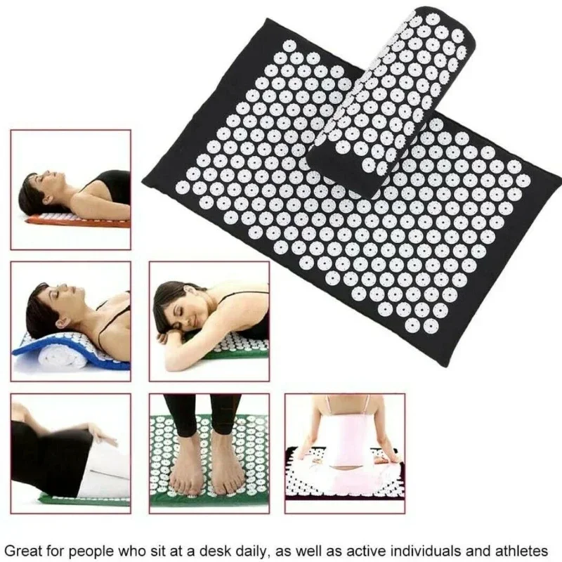 Stress Back Cushion Massage Yoga Mat Back Pain Relief Needle Yoga Massage Mat Acupressure Relieve Pad with Pillow Masajeador