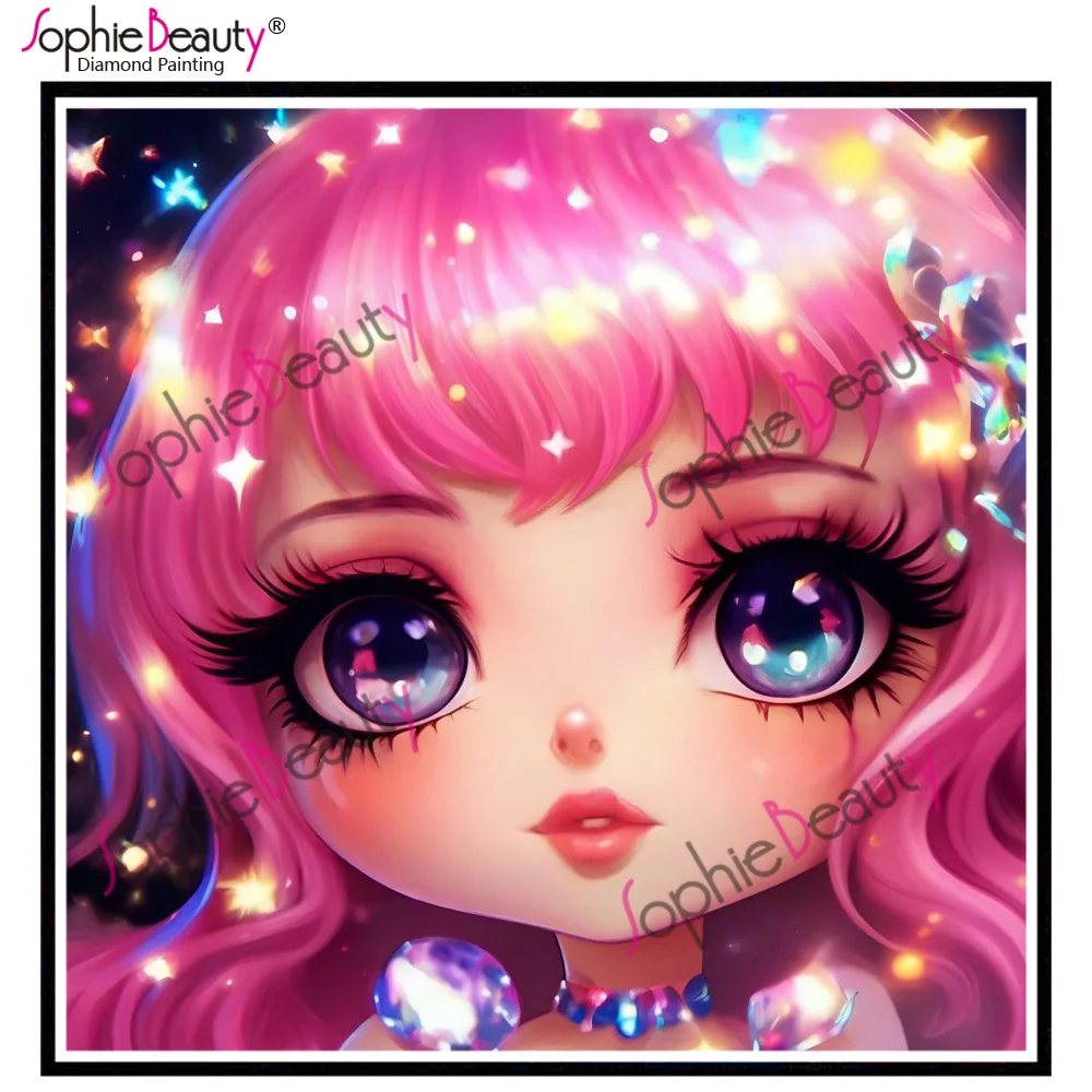 Sophie Beauty Square Full Fairy Staub Harz Diamant Malerei süßes Mädchen Gesicht Kristall Bohrer Diamant Stickerei AB Stein Mosaik Kunst – Detail 10