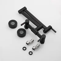 Square Three-Switch Hot And Cold Kitchen Faucet Into The Wall Folding Mixing Valve Home Bathroom Washbasin Black Fauce 6