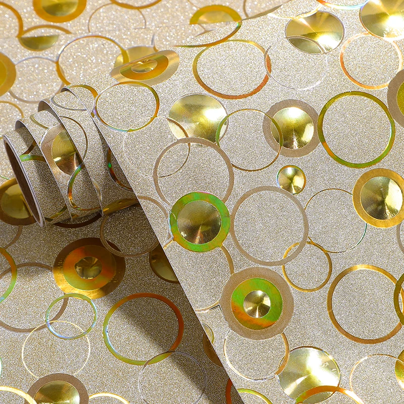 

PVC Brushed Gold Wall Paper Waterproof Silver Metallic Self-Adhesive Glitter Wallpaper Diy Kitchen Furniture Renovation Film
