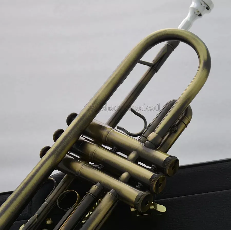 High Grade Antique Bb key trumpet horn 4-7/8" Bell with case 2pc mouthpiece