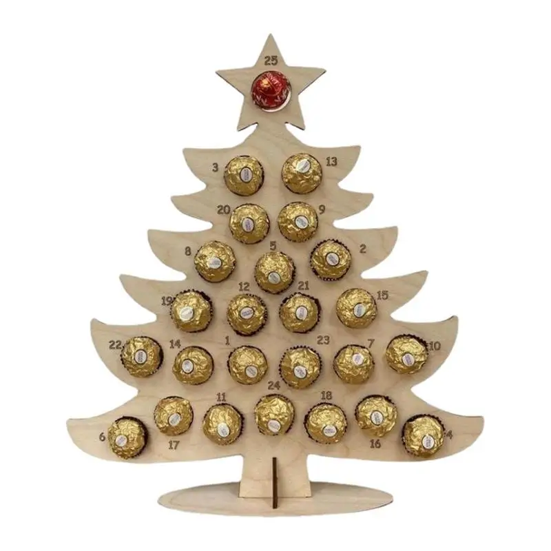 

Рождественский деревянный календарь с обратным отсчетом, фермерская деревянная подставка для рождественской елки, вмещает 25 конфет, украшения для рождественской елки, искусственное украшение