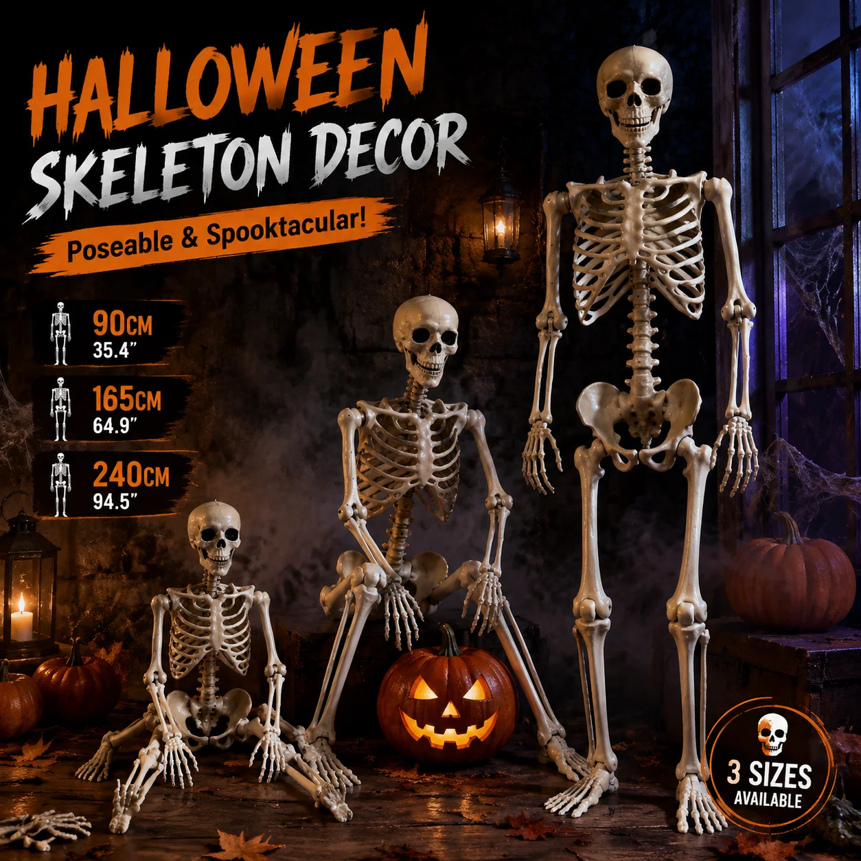 Halloween Menschliches Skelett 90CM-240CM Bewegliches Skelett Menschliches Skelett Halloween Horror Dekoration Spukhaus Horror Requisiten