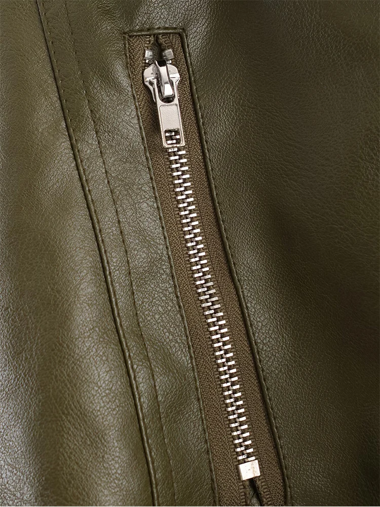 Winter New Women Pu Leather Jacket Leisure Lapel Long Sleeve Zipper Oversize Bomber Jackets Chic Female High Street Outerwear