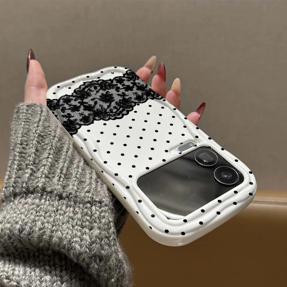 Luxurious Polka Dot Lace Print Phone Case - Soft Wave Oil Cover
