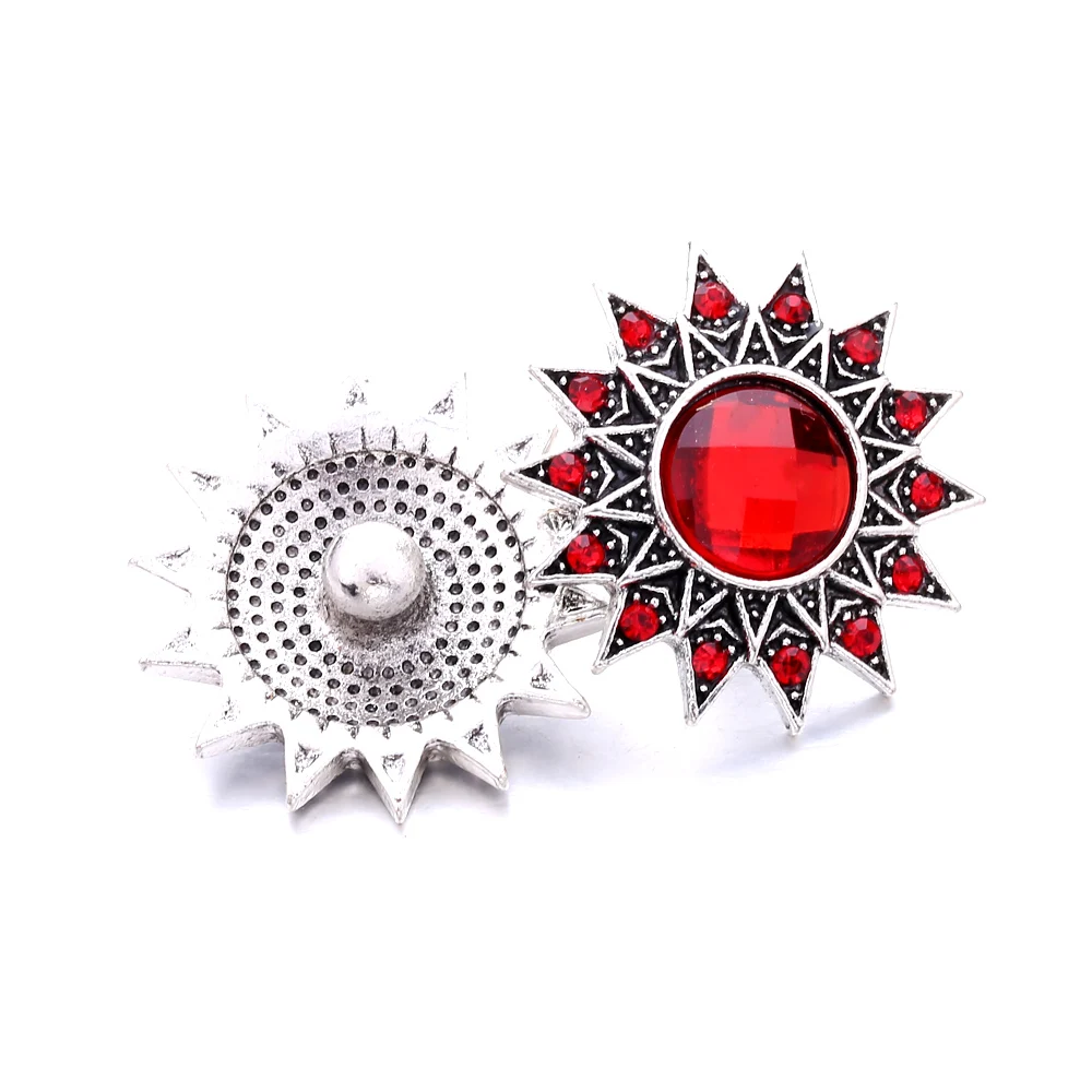 15pcs Colorful Sunflowers Crystal 18mm Snap Buttons Fit Snaps Bracelet  Necklace DIY Charms Jewelry