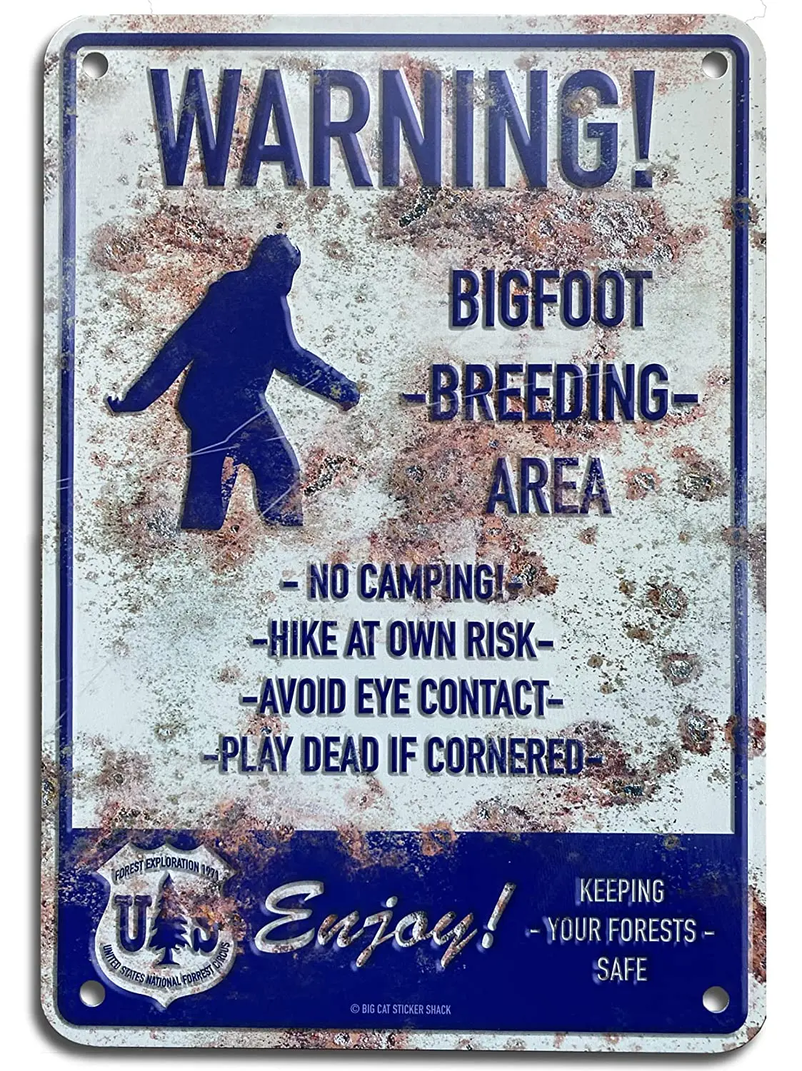 

Bigfoot feeding area - artificial rusty metal sign 20cm x 30cm
