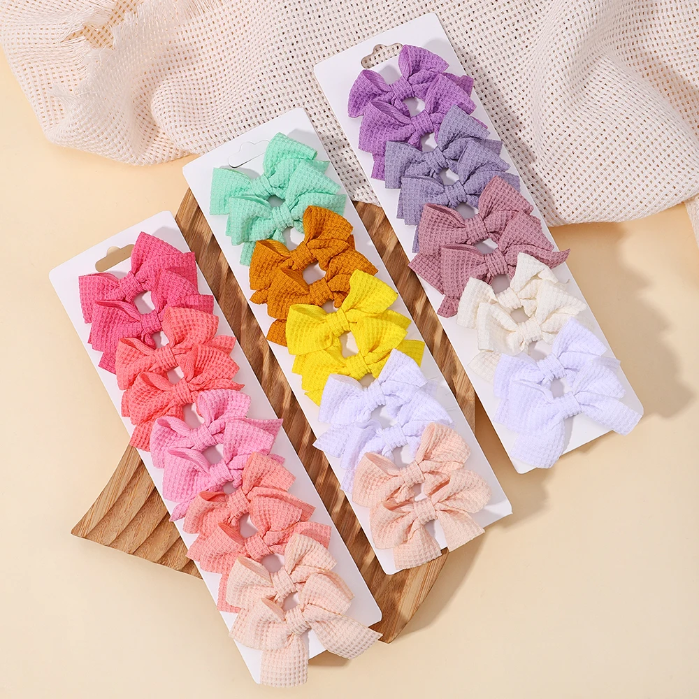 Hair Accessories 10Pcs/Set Colorful Soft Cotton Bow Hairpins Sweet Plaid Design Mini Hair Clips