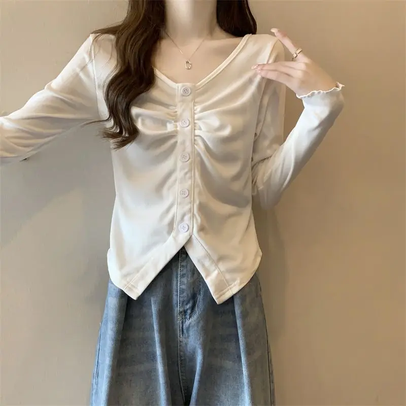 T-shirt nuovo stile Top irregolare a maniche lunghe per l'autunno 3