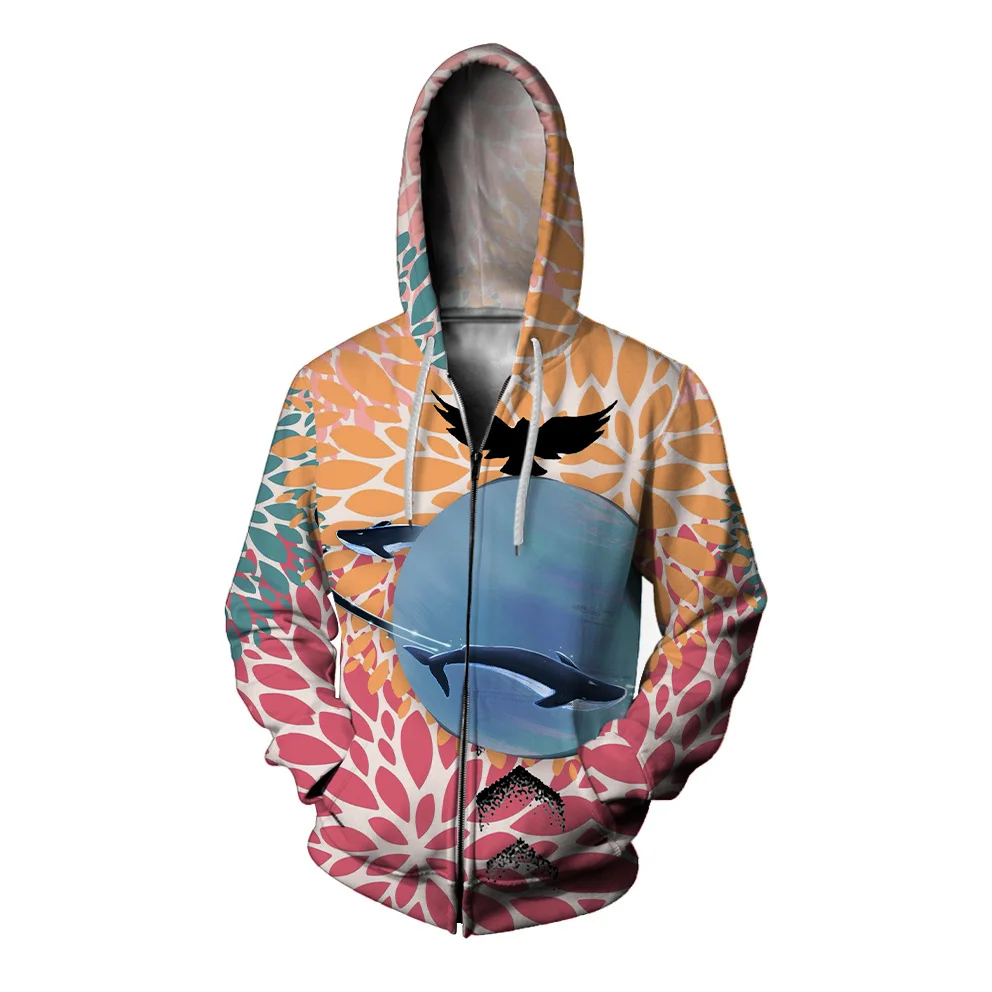 thumbnail image 1 of Sudaderas de otoño para hombre, sudadera con capucha de hombre ballena, sudadera con cremallera de pez espada, sudadera con estampado personalizado de pingüino, ropa Y2k, sudadera informal para hombre, 1 of 5