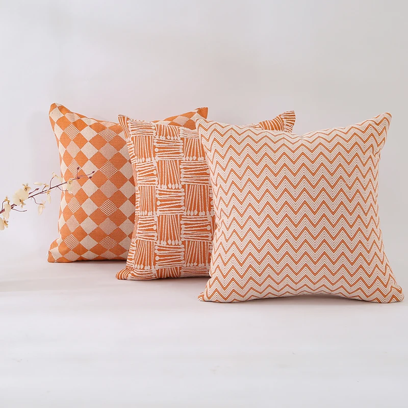 

INS Style Orange Geometric Pattern Pillowcase Decorative Pillows For Sofa Cushion Cover 45*45 CM