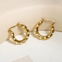 Luxury Shiny Zircon Hoop Earrings for Women Trendy Golden Stainless Steel Wed Ear Geometric Circle Earring Jewelry Pendientes - Image 3