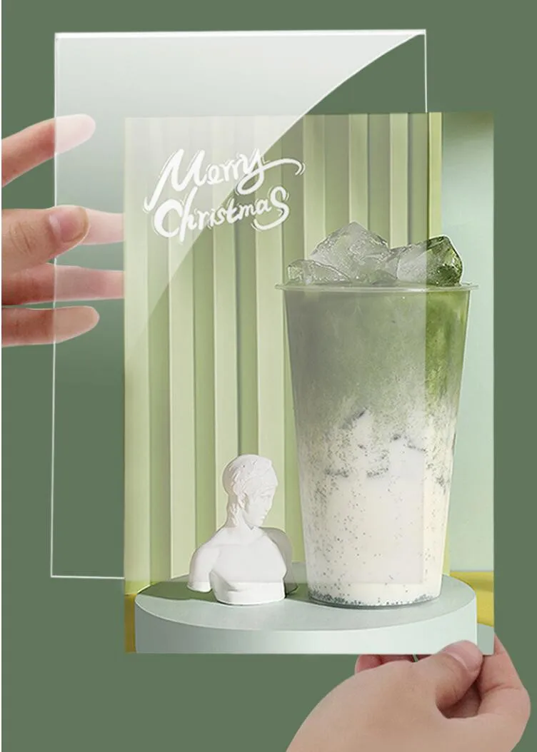 Description Picture 3 of itemAcrylic Sign Holder With Wooden Base T Shape Table Menu Display Stand Clear AD Poster Photo Frame Price Card Holder Rack