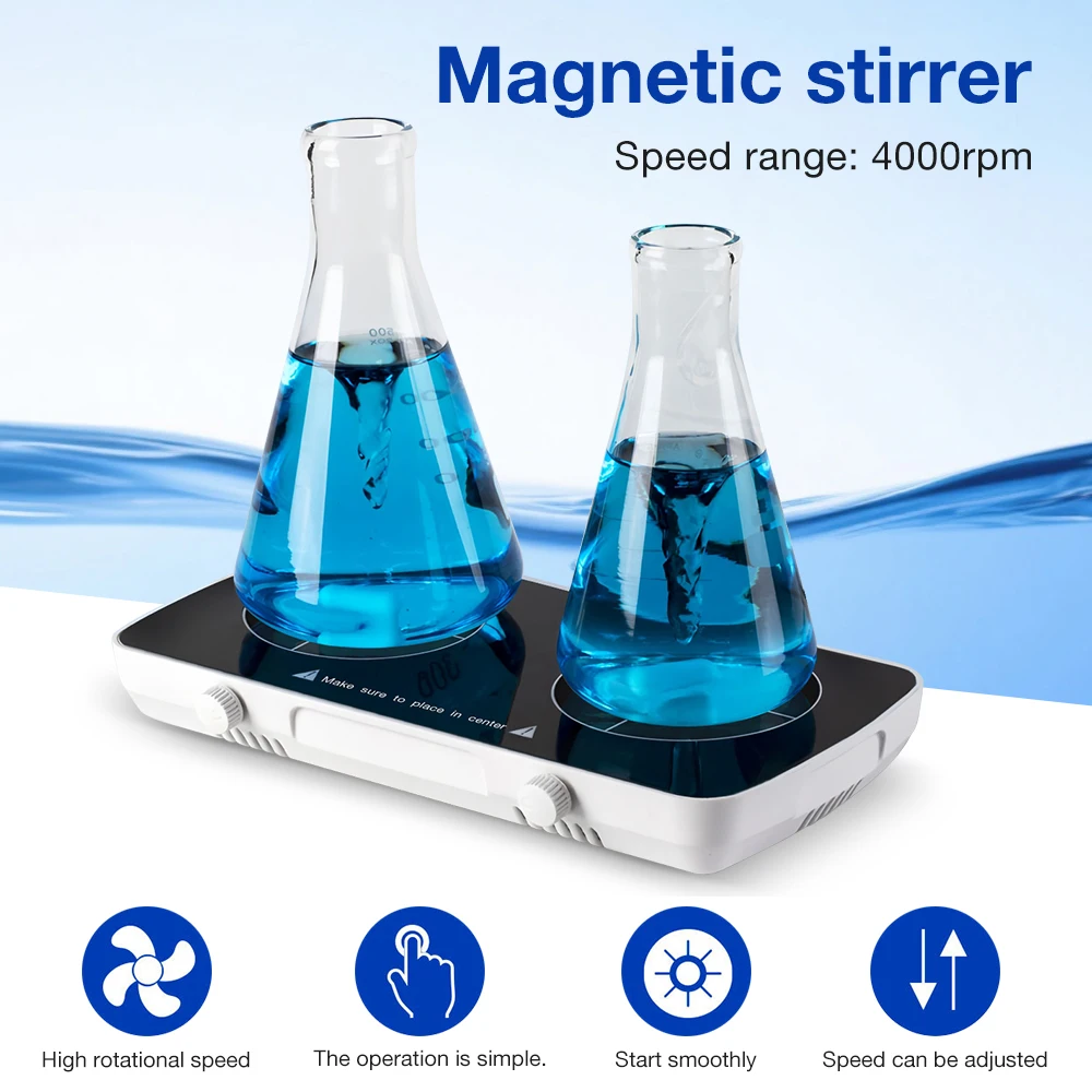 Magnetic Stirrer with Stirrer Bar 1L*2 Position Laboratory Mixer 4000RPM