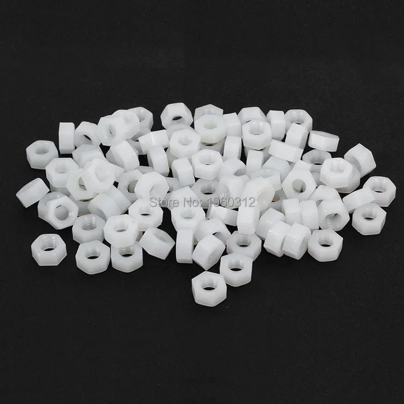 10-50pcs DIN934 M2 M2.5 M3 M4 M5 M6 PA66 White or Black Nylon Hex Nut Hexagon Plastic Nuts Metric Thread Suit Screws Bolts hexagon nuts