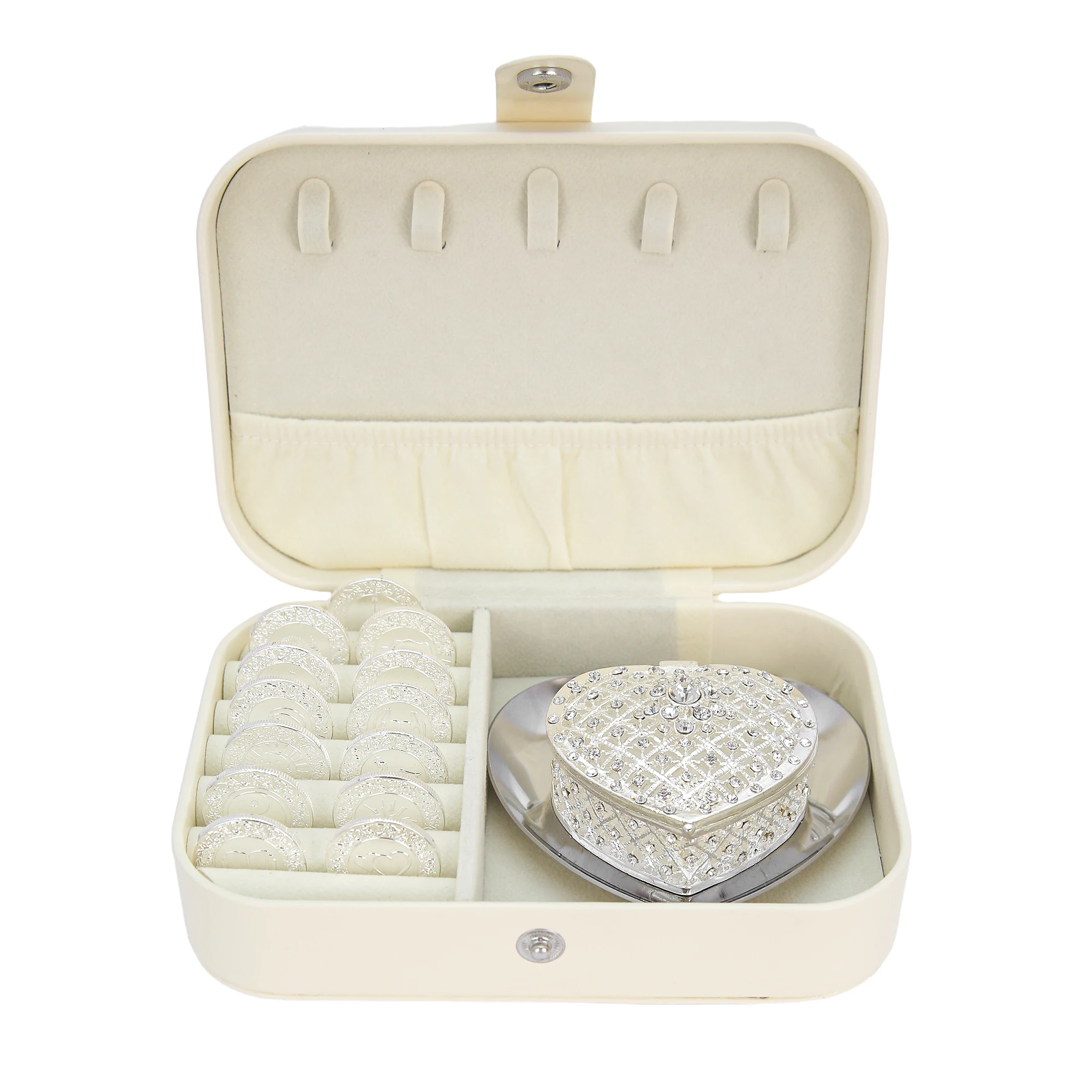 Amazon.co.jp: Arras de Boda スパニッシュ シルバー ウェディング アラス コイン パールとクリスタルハート  ジュエリーボックス ユニティコインセット 結婚式のお土産 : ホーム＆キッチン Arras De Boda ギフトセット コイン付き 9つのスタイル  結婚式 メタルボックス ...