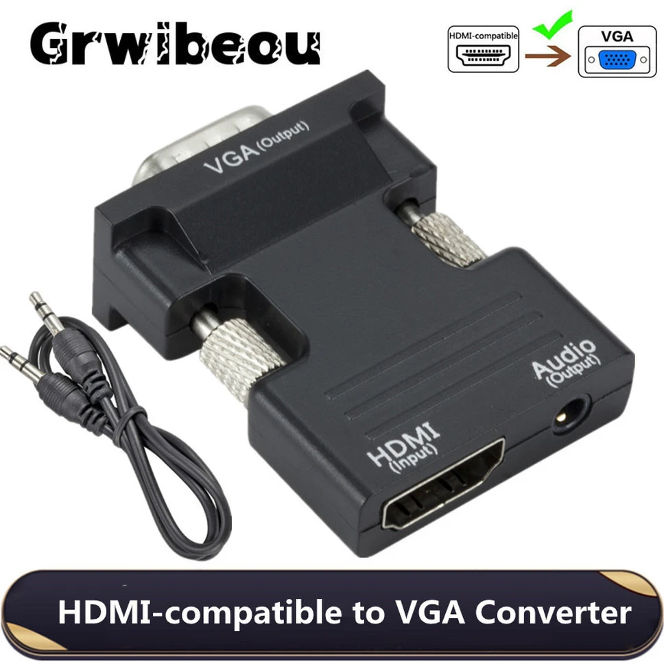 Grwibeou To Vga Converter 1080p Video Output With 3.5mm