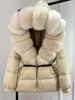 Janveny 2024 Winter Puffer Jacket Women Real Fox Fur Hooded Thick Warm 90% White Duck Down Coat Female Parkas Waterproof 6