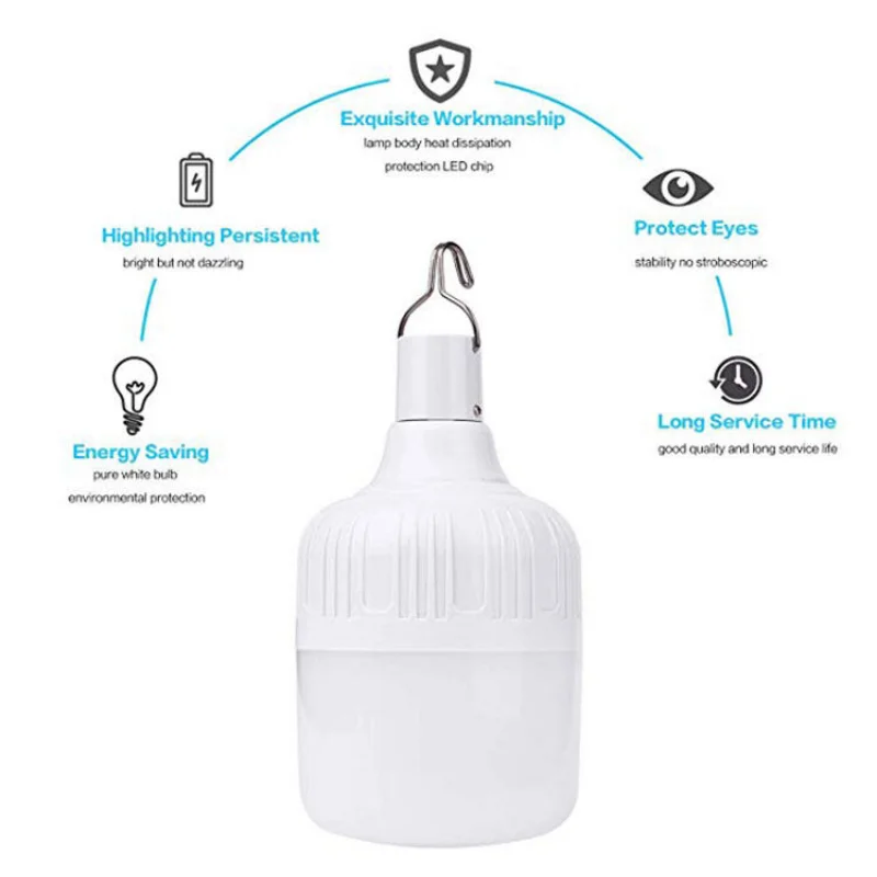 Portable Emergency Lights Rechargeable LED Lantern Adjustable Tent Lamp BBQ fishing Camping Lighting for Patio Porch Garden