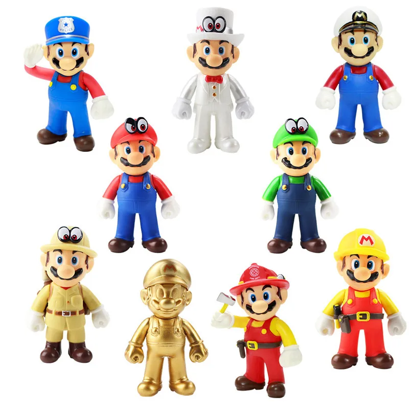 Gra Super Mario Bros lalki z kartonu Model figurki Anime Luigi Yoshi Mario kreatywny zabawki-modele do kolekcjonowania dla dzieci prezent urodzinowy