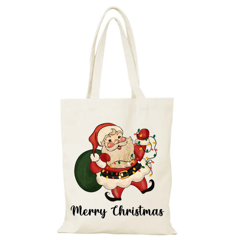 Neujahrsgeschenk, personalisierte Tasche, Frohe Weihnachten, Damen-Umhängetasche, Damentaschen, Sac De Courses, Handtaschen, Tote, Eco Shopper, Frau – Detail 9