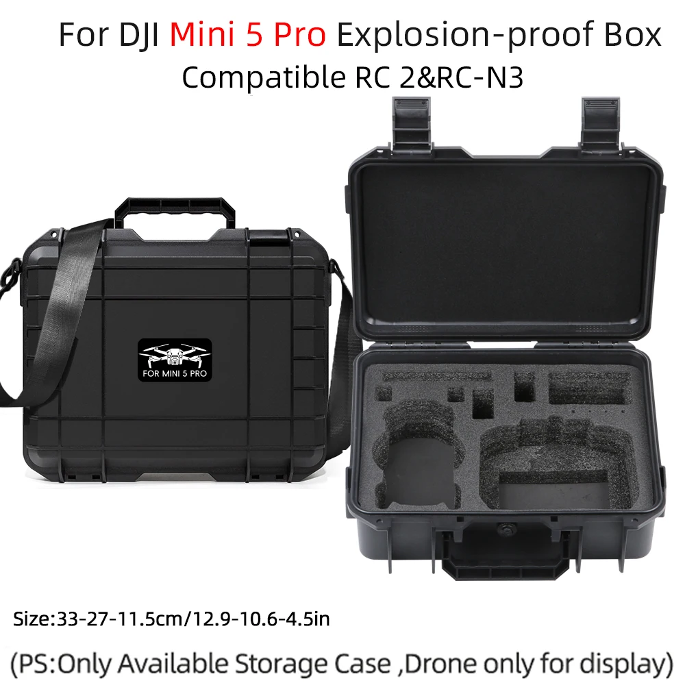 DJI Mini 5 Pro 보관 가방, 고강도 보관함, 어깨끈이 있는 방폭 상자에 적합합니다.