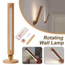 

New 360° Rotatable USB Charging Wood Indoor Wall Light Adjustable Brightness Touch Switch Sconce Corridor Wall Lights Night Lamp