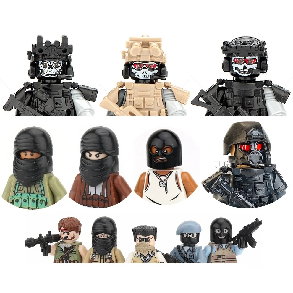 City Police Set Military Swat Masked Robber Bad Guy Bandit Building Blocks Mini Action Figure Toys