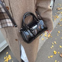 sac de luxe femme sac a main femme Mini sacs à bandoulière en cuir PU brillant pour femme, sac à main de créateur de luxe, sac à main à poignée supérieure, ouvert par un document pur, dernier, bordeaux, 2024 3