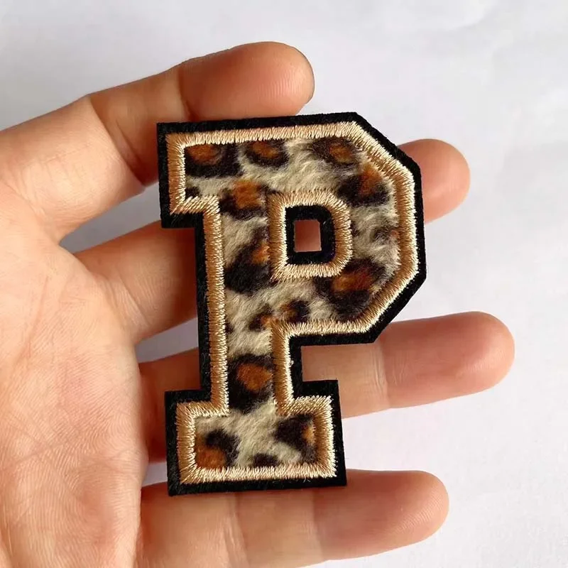 Leopard Print Embroidered Alphabet Badge Patches