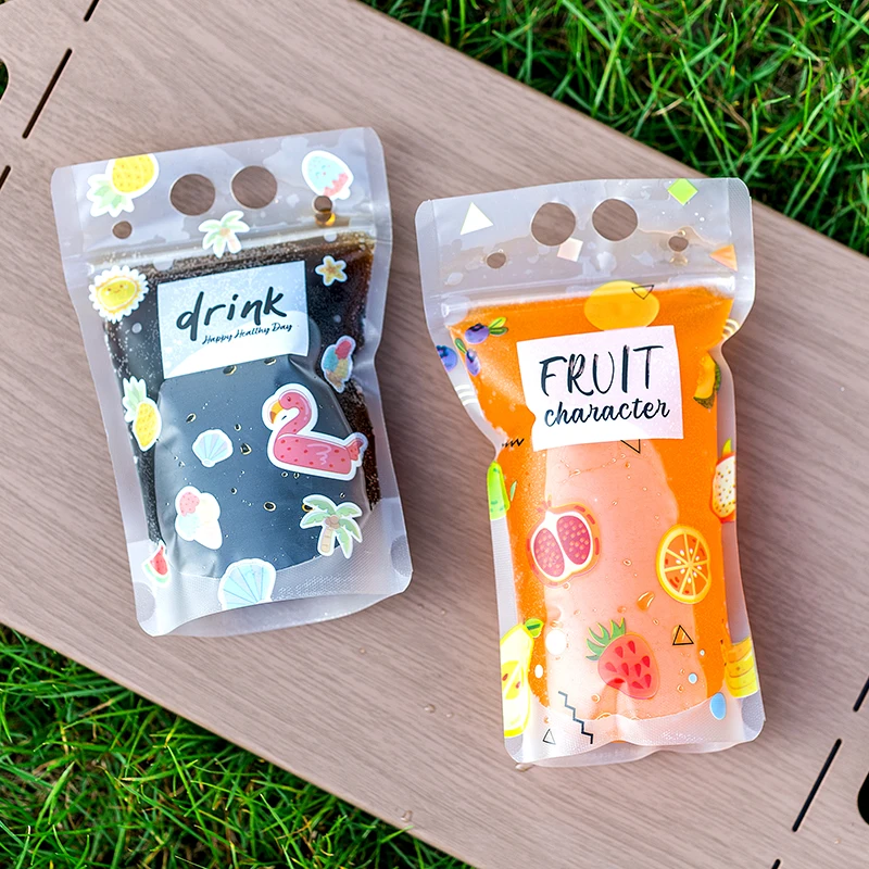 20/50/100Pcs Transparent Plastic Bag Juice Drink Milk Tea Package Portable Disposable Takeaway Kitchen Organizer Sealing Pouch 6