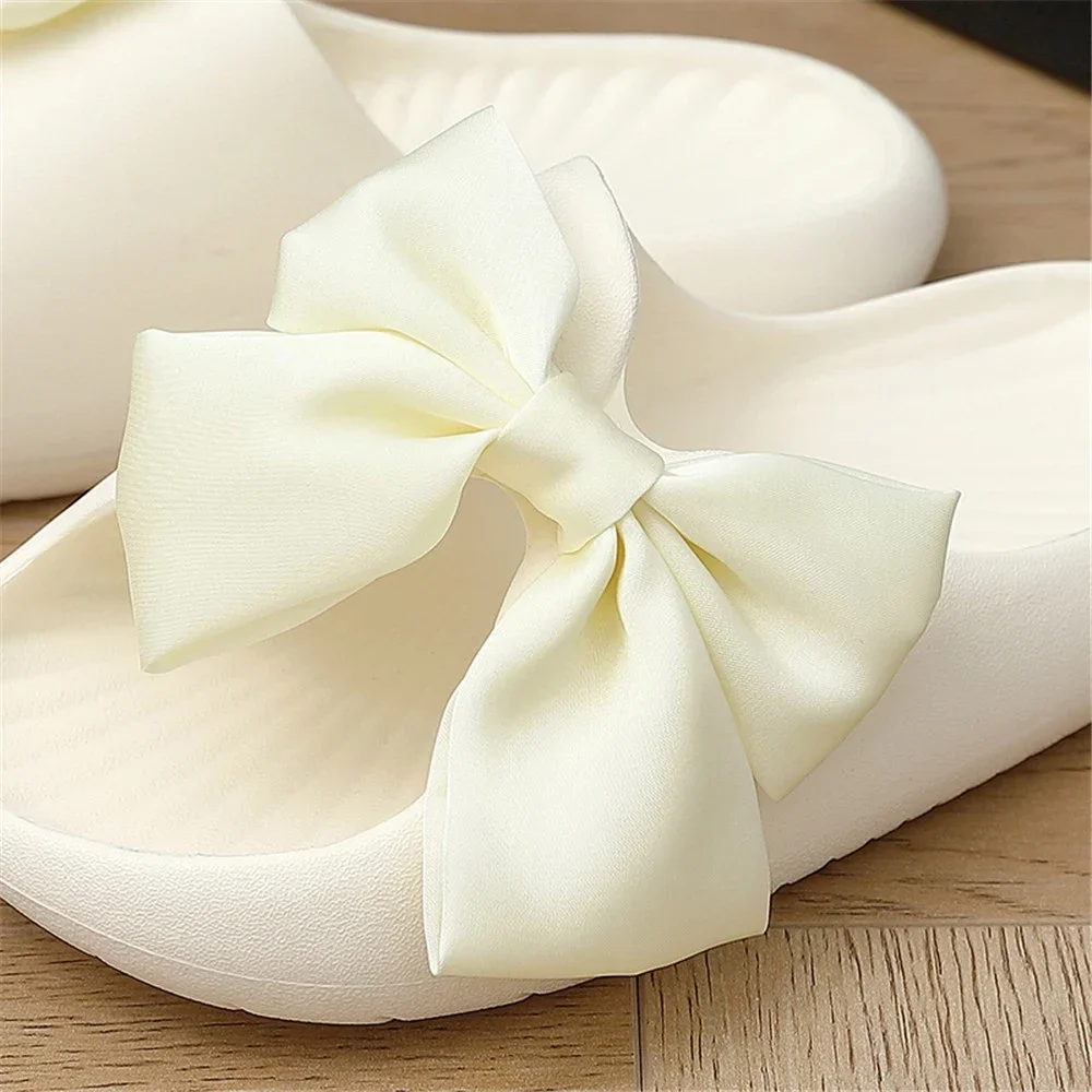 Bow Tie Slippers Women  Summer New Thick Indoor Home Sandals Couples Bathroom Slides Non-slip Soft House Slippers Femme